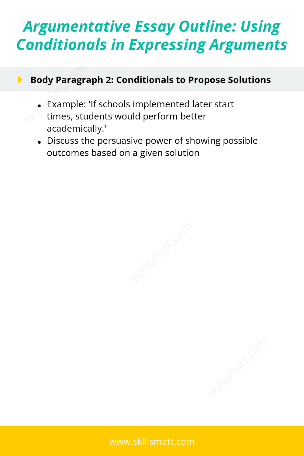 A detailed outline for crafting argumentative essays using conditionals to strengthen your arguments and engage your reader._Image 2