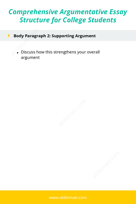 This detailed argumentative essay structure helps college students craft persuasive, well-organized essays with clarity and impact._Image 2