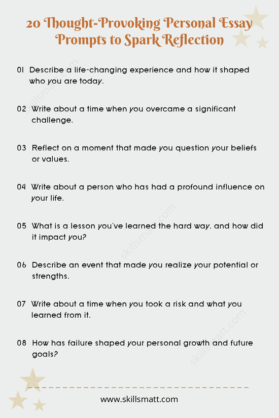 Explore these 20 personal essay prompts to inspire reflection and help you craft meaningful essays._Image 1
