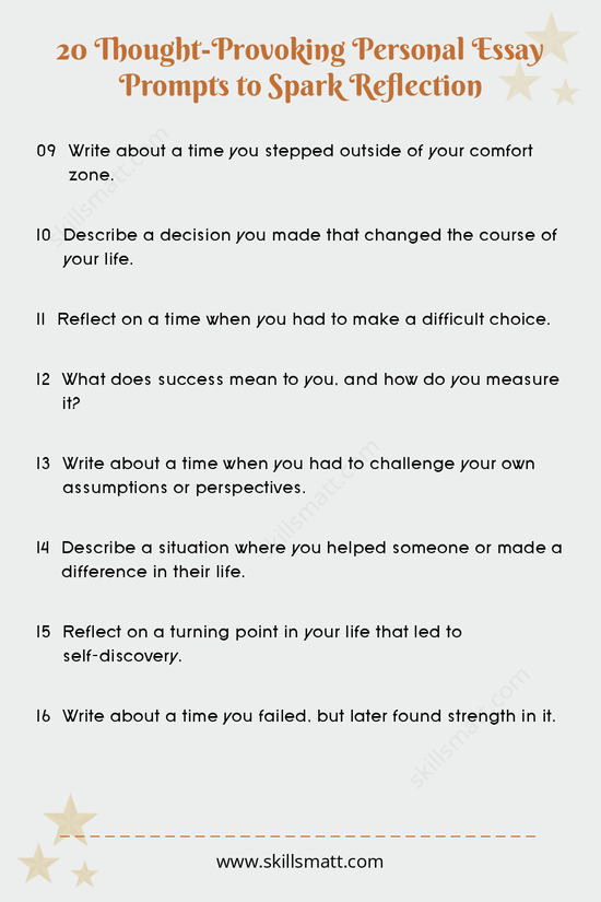 Explore these 20 personal essay prompts to inspire reflection and help you craft meaningful essays._Image 2