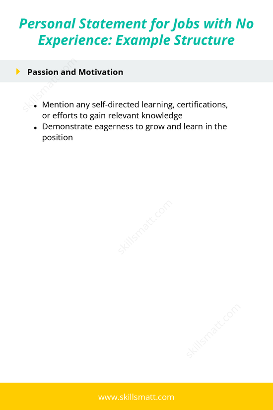 This outline helps applicants craft a personal statement when applying for jobs without prior experience._Image 2