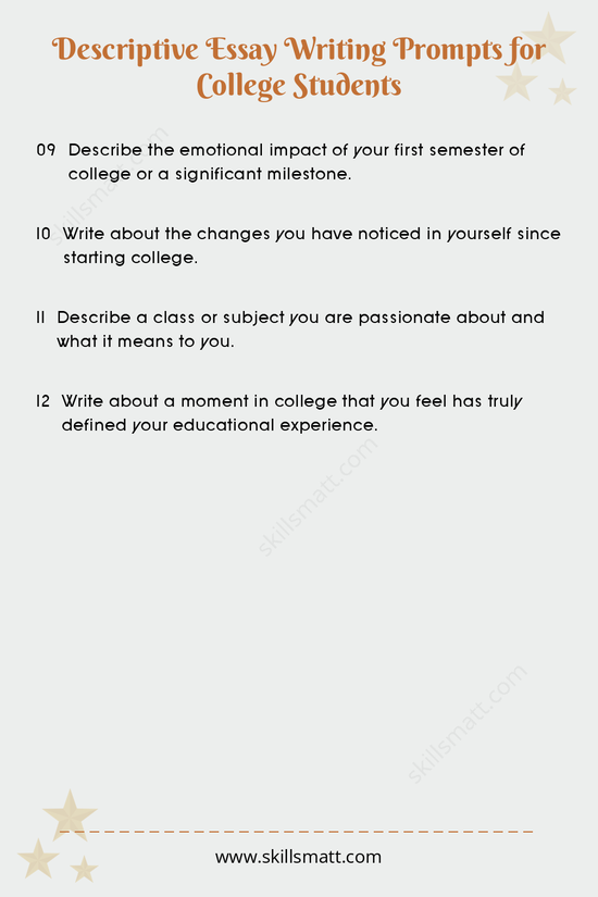 These descriptive essay prompts will help high school students explore vivid details in their writing._Image 2
