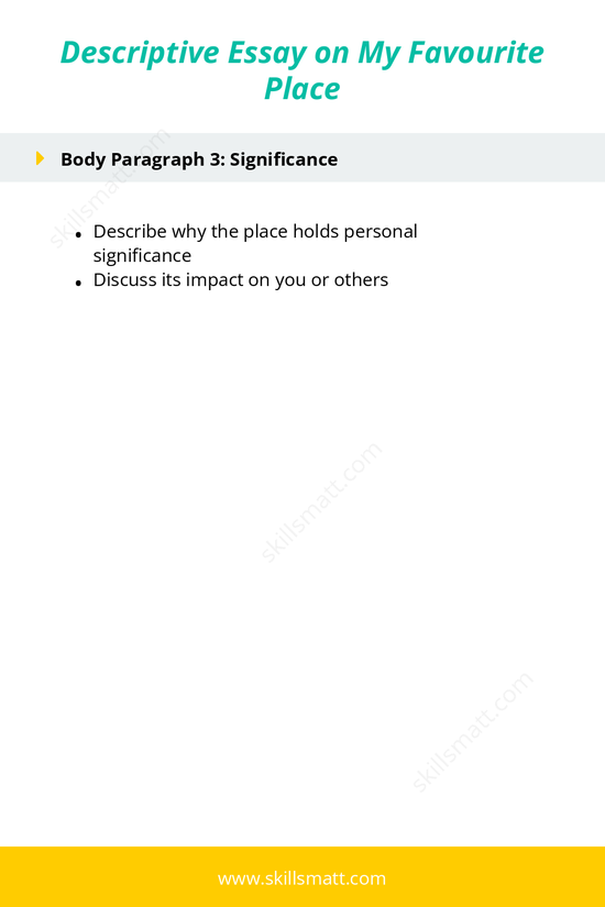 Use this outline to structure a descriptive essay about your favourite place with vivid details and emotion._Image 2